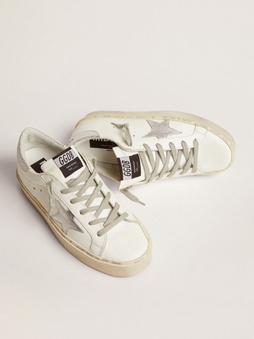 Golden Goose White & Silver Hi Star Leather Sneaker - Women 33 (7.5)